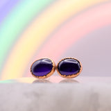 Amethyst Oval Post Earrings