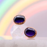Amethyst Oval Post Earrings