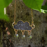Druzy Cloud with Austrian Crystal Necklace