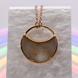 Agate Druzy Moon Round Top Necklace