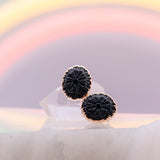Floral Carved Onyx Post Earrings