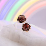 Rose Carved Brecciated Jasper Post Earrings