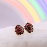 Rose Carved Brecciated Jasper Post Earrings