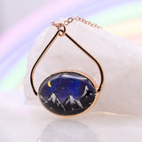 Aurora Opal Mountain w/ Moon Teardrop Top Necklace