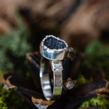 Black Druzy Teardrop Ring