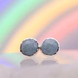 Rose Cut Aquamarine Round Post Earrings