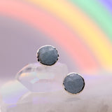 Rose Cut Aquamarine Round Post Earrings