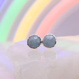 Rose Cut Aquamarine Round Post Earrings