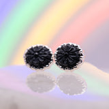 Floral Carved Onyx Post Earrings
