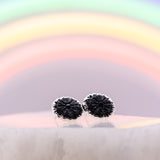 Floral Carved Onyx Post Earrings