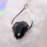 Rose Cute Rainbow Obsidian Inverted Teardrop Necklace