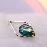 Aura Opal Teardrop w/ Gold Confetti Necklace