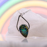 Aura Opal Teardrop w/ Gold Confetti Necklace