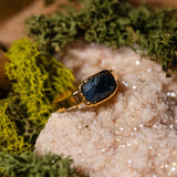 Faceted Teal Kyanite Rectangle Ring