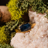 Faceted Teal Kyanite Rectangle Ring