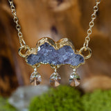 Druzy Cloud with Crystal Rain Drops Necklace
