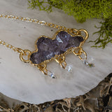 Druzy Cloud with Crystal Rain Drops Necklace