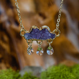 Druzy Cloud with Crystal Rain Drops Necklace