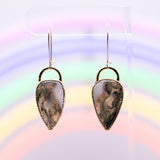 Moss Agate Inverted Teardrop Earrings