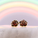 Rose Carved Brecciated Jasper Post Earrings