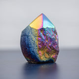 Titanium Aura Coated Agate Half Polish Point