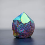 Titanium Aura Coated Agate Half Polish Point