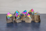 Titanium Aura Quartz Half Polish Point