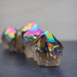 Titanium Aura Quartz Half Polish Point