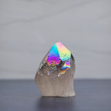 Titanium Aura Quartz Half Polish Point