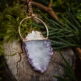 Amethyst Stalactite Slice Round Top Necklace