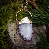 Amethyst Stalactite Slice Round Top Necklace