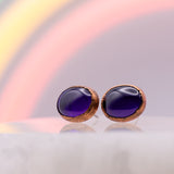 Amethyst Oval Post Earrings