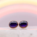 Amethyst Oval Post Earrings