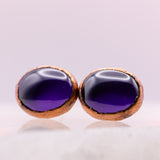 Amethyst Oval Post Earrings