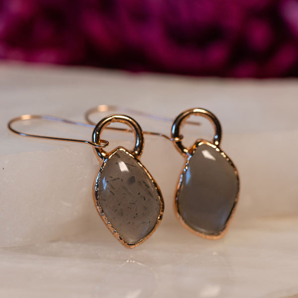 Gray Moonstone Freeform Earrings