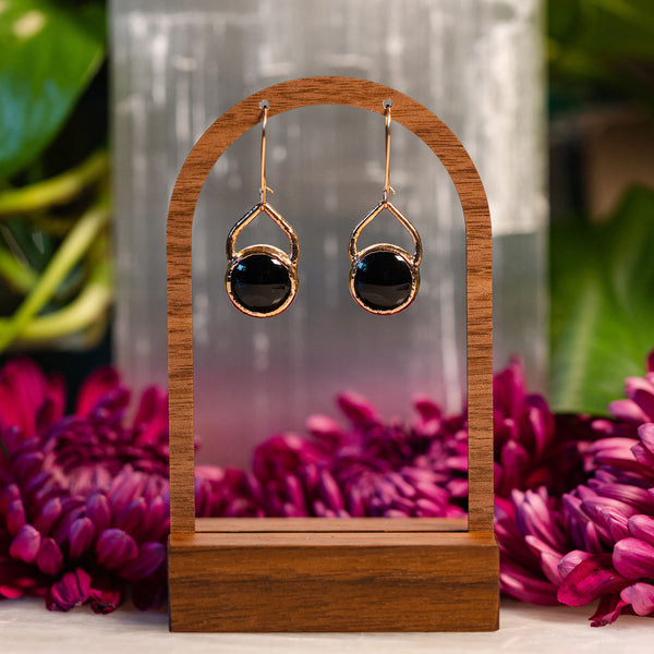 Black Onyx Round Earrings