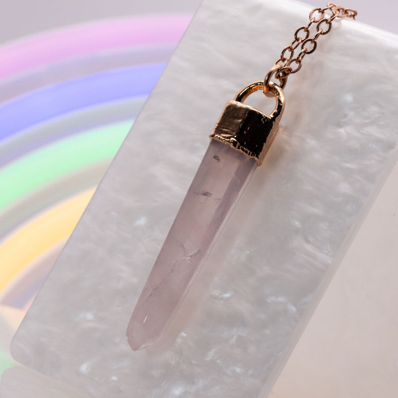 Faceted Rose Quartz Point Necklace