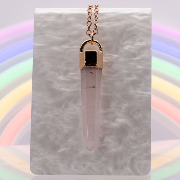 Faceted Rose Quartz Point Necklace