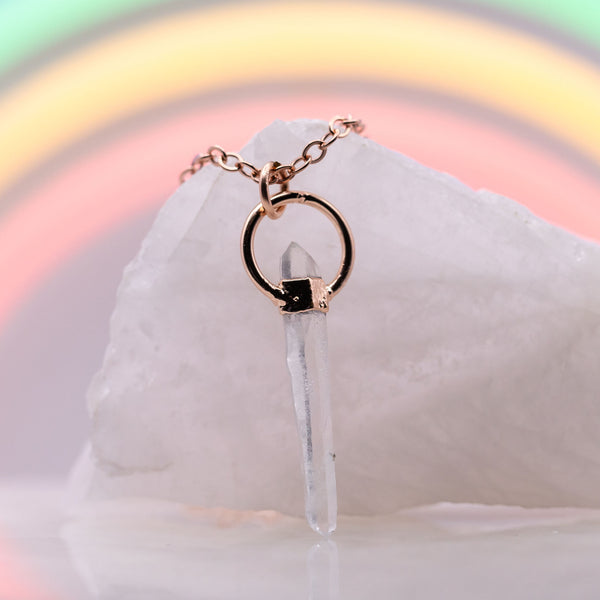 Tibetan Quartz Point Round Top Necklace