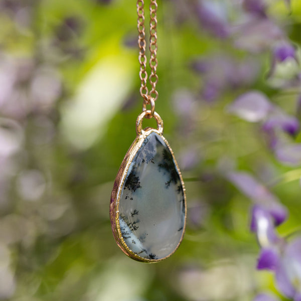 Dendritic Opal Teardrop Necklace