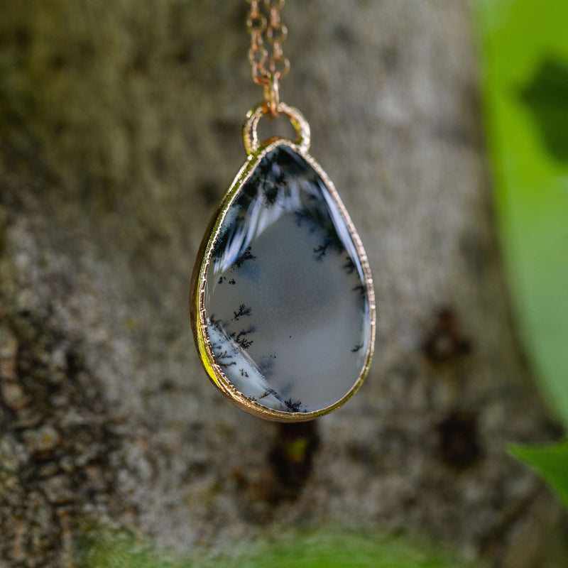 Dendritic Opal Teardrop Necklace