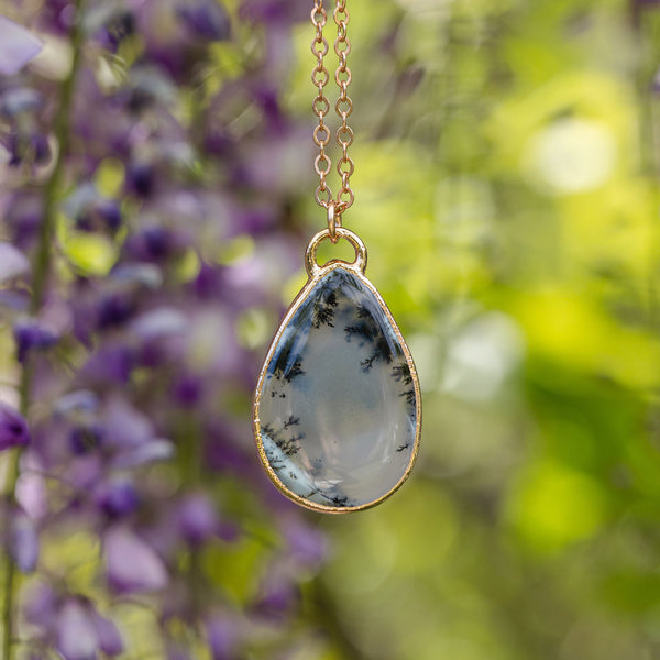 Dendritic Opal Teardrop Necklace