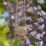 Peach Moonstone Oval Necklace