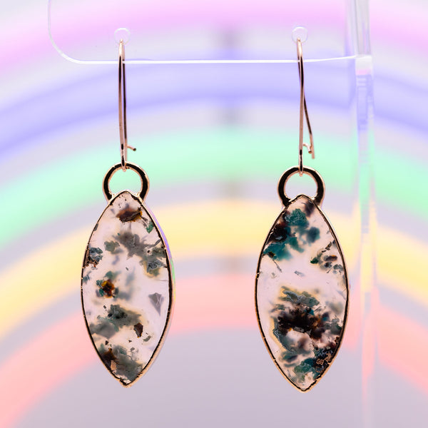 Chrysocolla Confetti Marquis Round Top Earrings