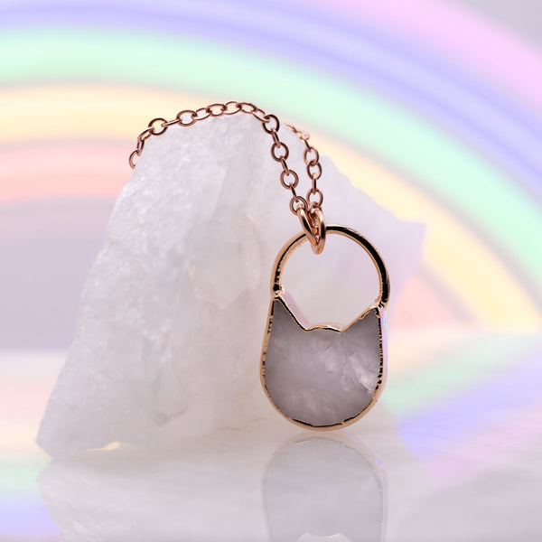 Quartz Kitty Round Top Necklace