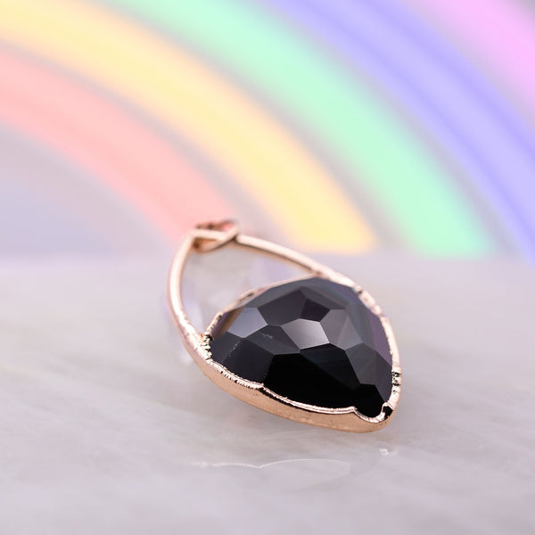 Rose Cut Rainbow Obsidian Inverted Teardrop Necklace