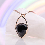 Rose Cut Rainbow Obsidian Inverted Teardrop Necklace