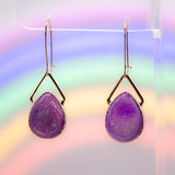 Purple Dyed Agate Druzy Earrings