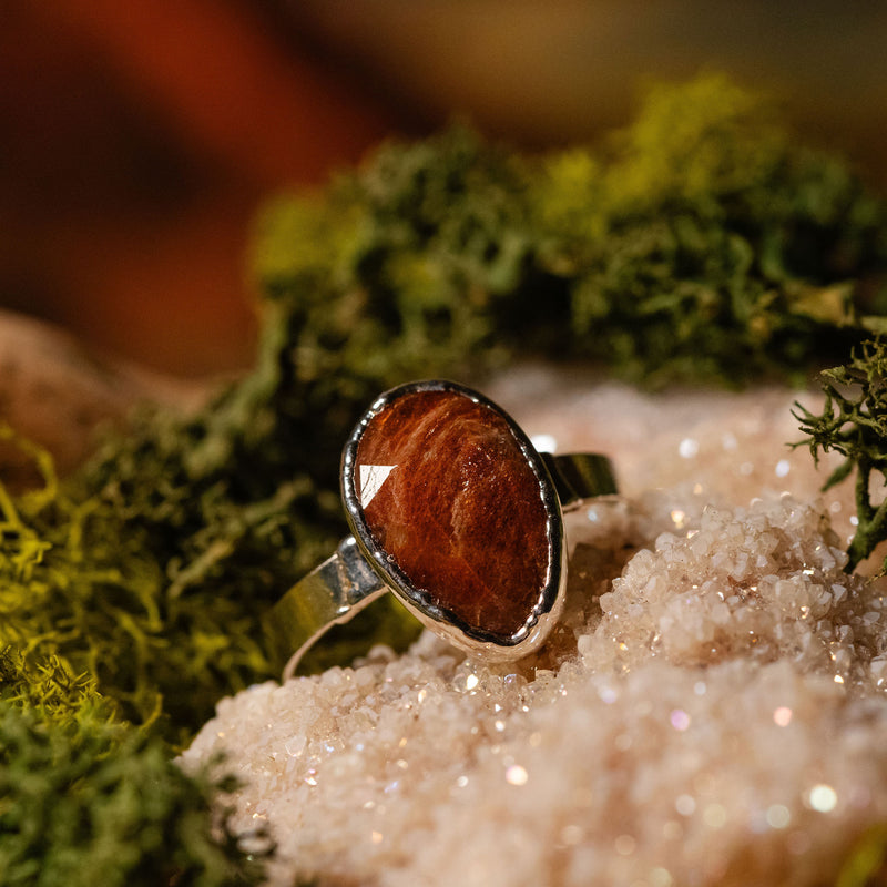 Faceted Sunstone Ring Size