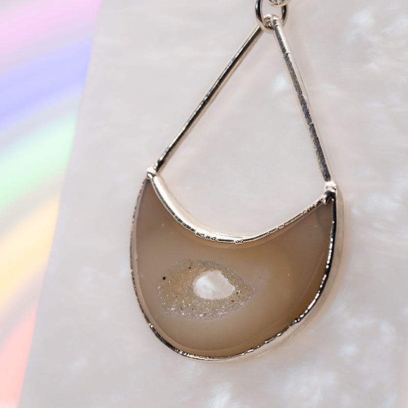 Agate Moon Triangle Top Necklace